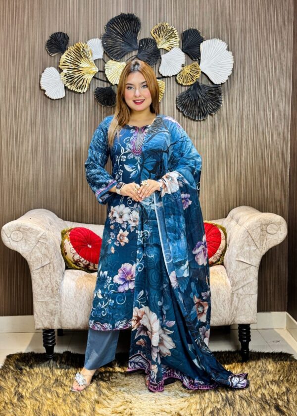 Soft Cotton Embroidery Three-Piece – Stitched - Image 2