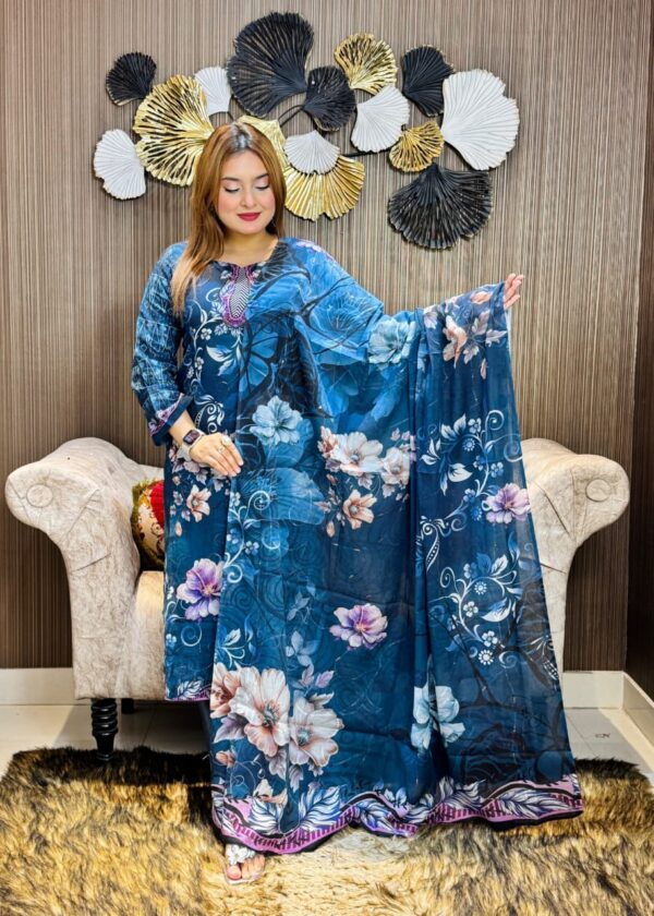 Soft Cotton Embroidery Three-Piece – Stitched - Image 3
