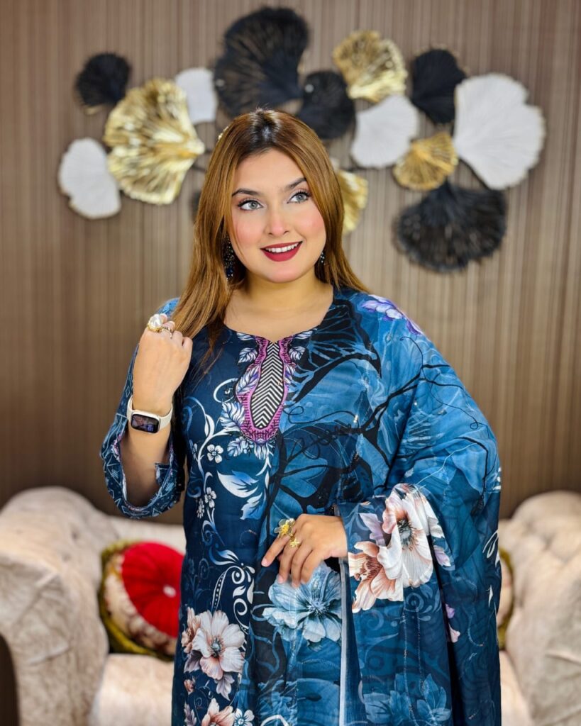 Soft Cotton Embroidery Three-Piece – Stitched